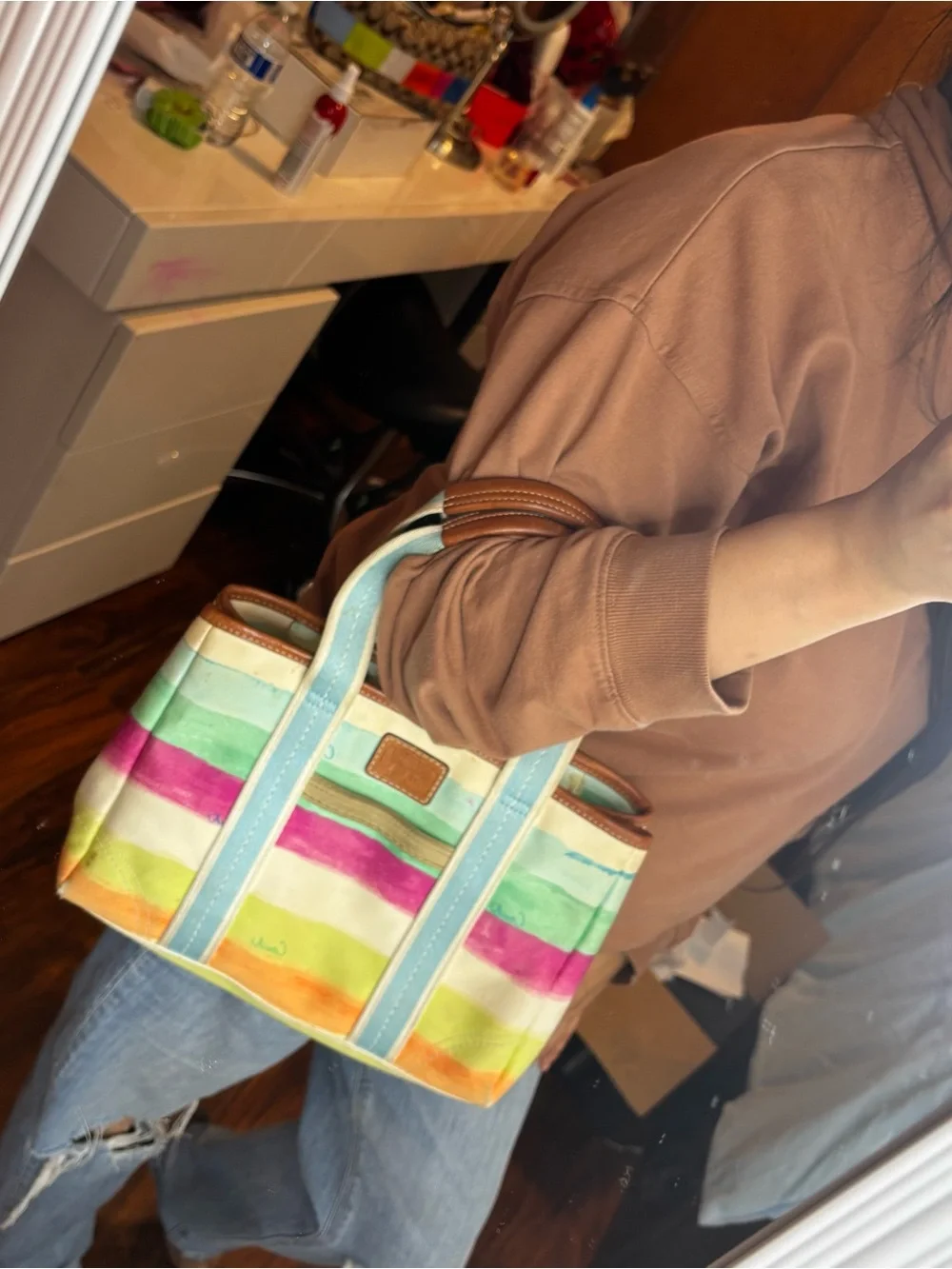 2007  colorful stripe small Coach Tote handbag (PROJECT BAG)